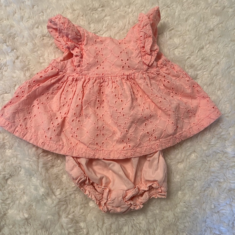 Janie and Jack Pink Eyelet Dress Set